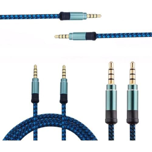 3.5mm AUX Audio Cable 3.5mm Speaker Cable 4 Pole Nylon Braided Headphone Car MP3 AUX Extension Cable Male