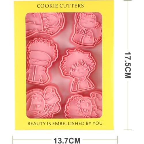 6 Pcs/set Jujutsu Kaisen Biscuit Mold Cartoon Anime Figure Gojo Satoru Itadori Yuji Fushiguro Megumi 3D Press Type Baking Molds