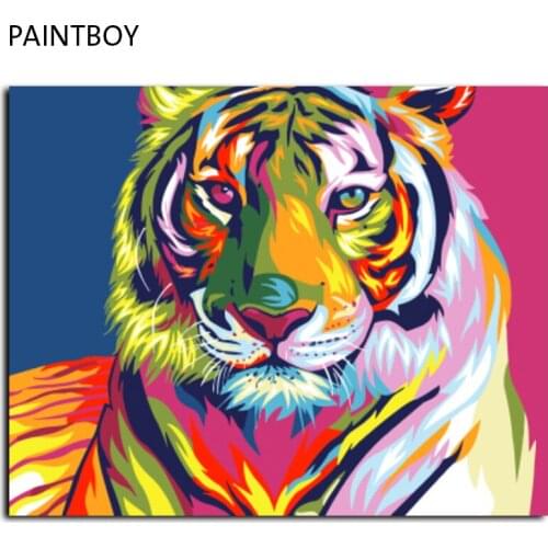 Abstract Tiger Frameless Pictures Painting By Numbers DIY Oil Painting On Canvas Home Decoration For Living Room GX9203 40*50cm