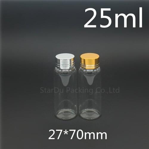 Free shipping 200pcs/lot diameter 27mm 25ml aluminum cover neck glass bottle for vinegar alcohol,carft/storage candy bottles