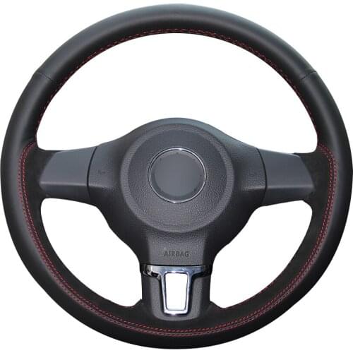Black Suede Black Natural Leather Car Steering Wheel Cover for Volkswagen Golf 6 Mk6 2010-2013 VW Polo MK5 2010-2013