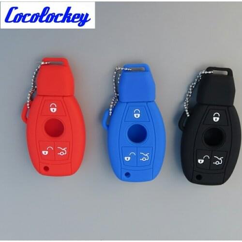 Cocolockey Silicone Car Key Cover Rubber Key Fob Case Holder Fit for MB W203 W211 CLK C180 E200 AMG C E S C Protector 3 Button