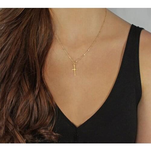 COWBREAD New Style Women Necklace Pendant Cross Street Gold Color Choker Fashion Necklace Female Jewelry Gift