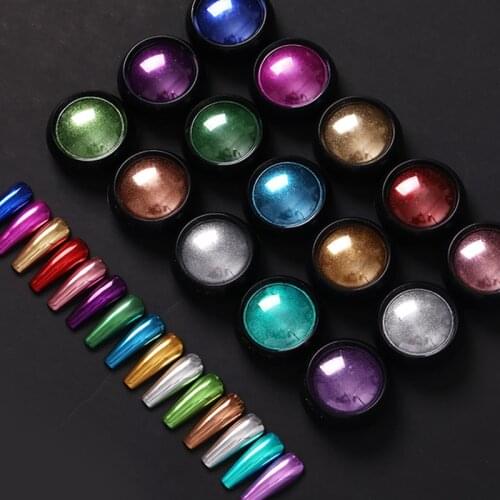 Colorful Mirror Nail Powder Rose Gold Champagne Silver Metal Effect Nail Glitter Dust UV Gel Polish Chrome Metallic Pigment