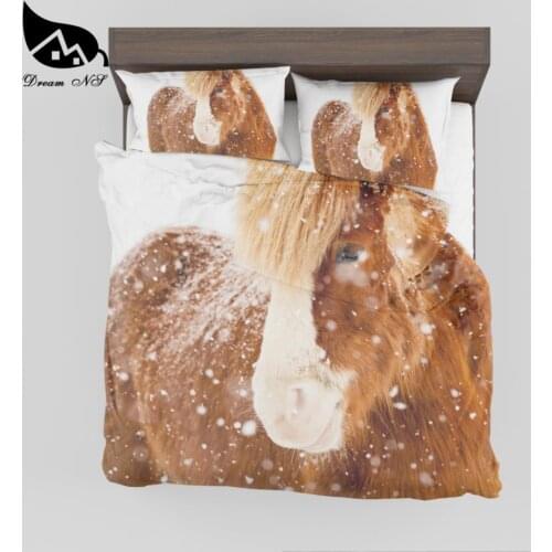 Dream NS Super soft 3D Effect Prints Horse Comforter Comfor Quilt cover pillowcase King Queen Size Bed room Home textiles SMY19