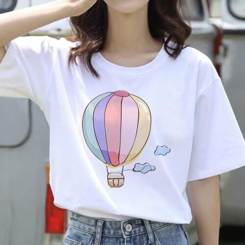 Harajuku T Shirt Women Ullzang Geometric Colorful Balloons T-shirt Funny Cartoon Graphic Tshirt Clothes Graphic Clothing T-shirt