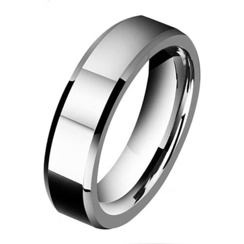 Basic Mens Tungsten Carbide Ring 6mm Women Finger Jewelry 2020 Polished Beveled Edge High Polish Finish Center Wedding Band