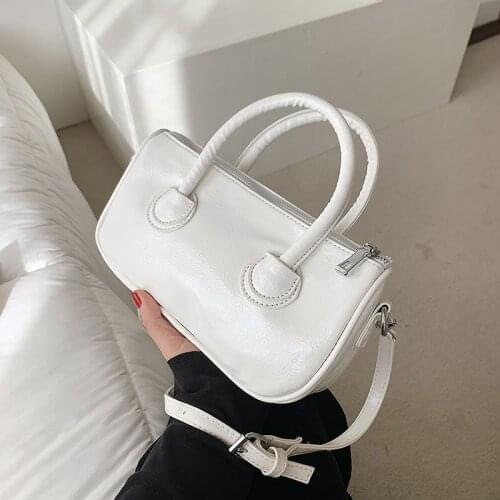 Korea Brand Solid Color Mini Handbags For Women 2021 French Style Crossbody Bag Ins Woman Leather Bag Small Clutch Purse