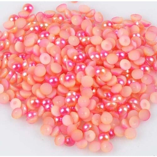 Red Yellow Round Shape Imitation Half Round Pearl Flatback Beads for Scrapbook DIY Decoration 1000pcs 5mm YKL0554-5
