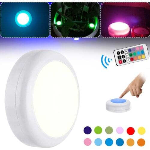 LED Under Cabinet Light RGB 12 Colors Touch Dimmable Night Lamp Stair Hallway Kitchen Cupboard Wardrobe Wireless puck light