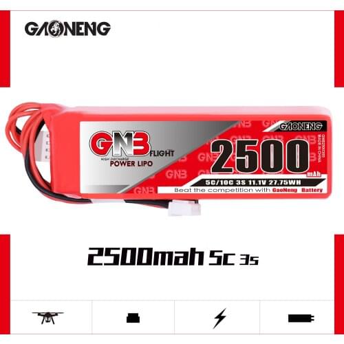 GAONENG GNB 2500mAh 3S1P 11.1V 5C/10C Lipo Battery with FUTABA XH JST Plug for Frsky Taranis X9D RX Remote Control RC Parts