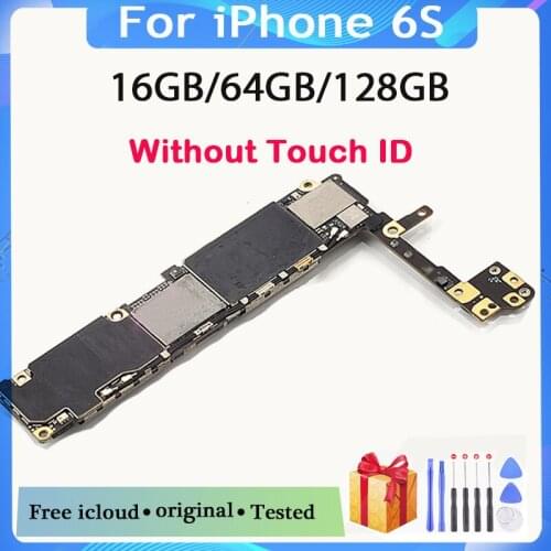 For iphone 6S 4.7inch Motherboard Original unlocked Logicboard 16GB 64GB 128GB MB Plate for iphone 6S Mainboard without Touch ID