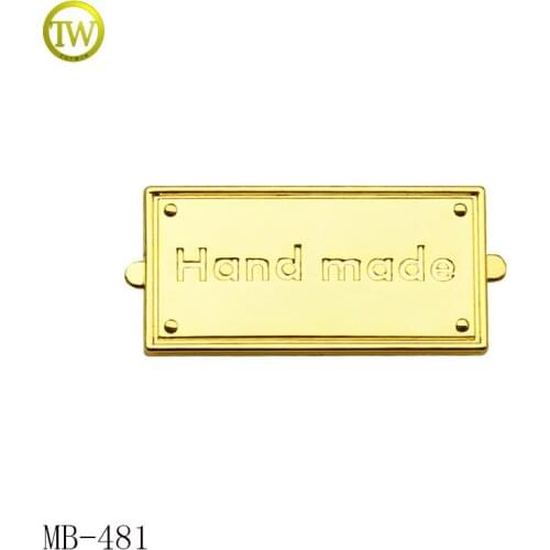 MB481Custom hand made letter logo zinc alloy metal logo label tag for cap/purse