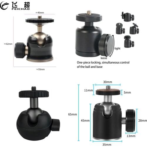 Mini Ball Head 1/4" Mount Camera Tripod Ballhead Video Stand 360 Panoramic Swivel for Nikon Canon DSLR Accessories Support 3kg