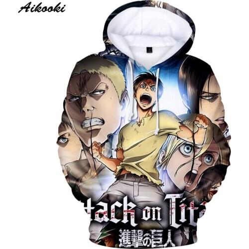 Aikooki Attack on Titan 3D Hoodies Men/Women Sweatshirts Long Sleeve Printing 3D Hoodies Casual Harajuku Hooded Sweatshirts Mens