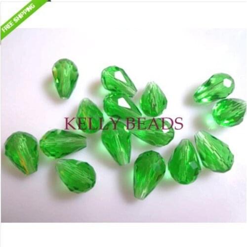 Wholesale 60pcs/lot 11x8mm Grass Green Teardrop Glass Crystal Beads Loose Necklace Bracelet Diy Beads For Jewelry Making