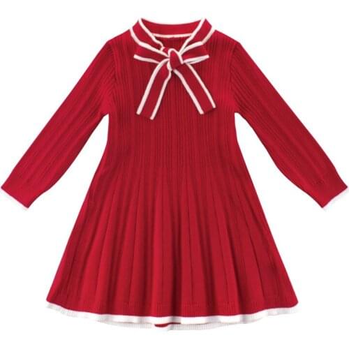 Toddler Girl autumn Dress 2020 Winter Sweater Clothes fashion red Baby Girls Clothes 1-8 Year old little girls dresses