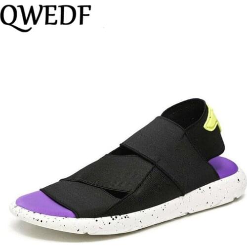 QWEDF New 2019 summer Breathable men casual Sandals shoes comfortable beach Flip Flops shoes soft lightweight beach shoes DD-064