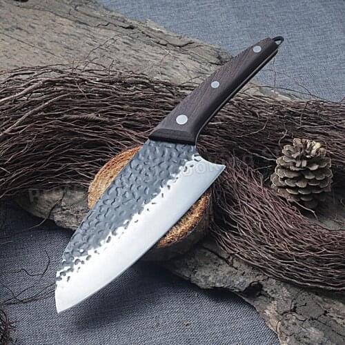 Hand-forged hammered meat cleaver Stainless steel chefs knife Kitchen slicing knife Household kitchen knife cooking knife