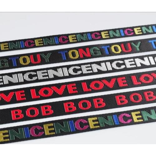 25mm Width Silver Red Nylon Jacquard Webbing Tape Letter Ribbon LOVE Belt DIY Bag Shoulder Strap Garment Decor Sew Accessories