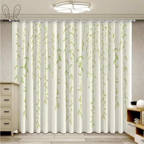 Modern Curtains For Windows Leaves Printed Bedroom Living Room Blackout Curtains Fabrics Rideaux Cortinas Drapes