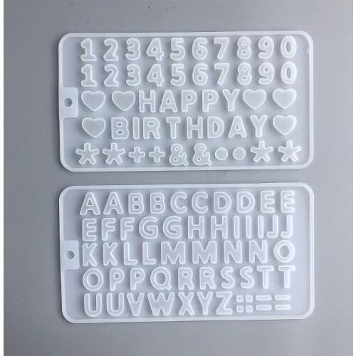 2 Pcs Alphabet Resin Mold English Letters Number Pendant Keychain Silicone Mould