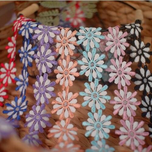 1Meter Colorful Flowers Lace Trim Handmade Ribbon Sewing Turban Skirts Curtains Gift Wrapping Guipure Clothes Accessories LA1524
