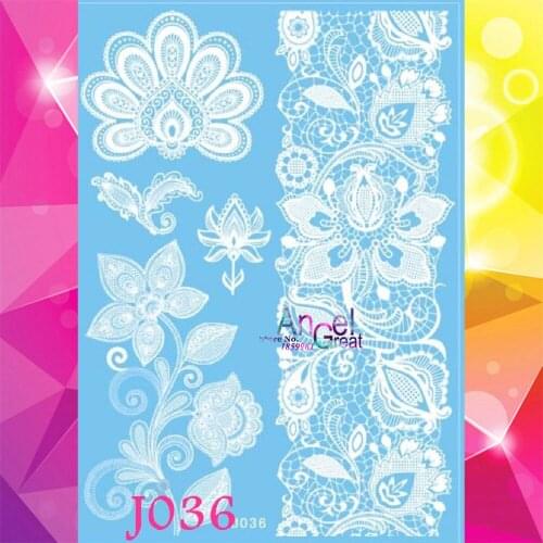 1PC Amazing Flower Designs Henna Tattoo Paste Body Art Sleeve Arm Tattoo AJ036 Fake Wedding Tatoo Bracelet White Lace Big Size