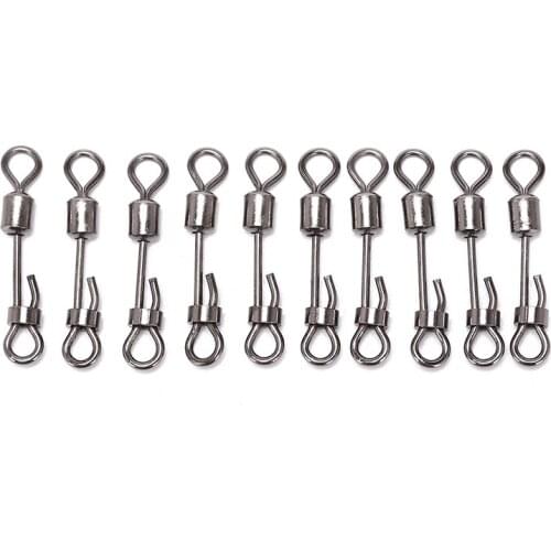 10PCS/lot Rolling swivel with hanging snap fishing tackle fishhooks fishing connector fishing swivels with snap New Sale