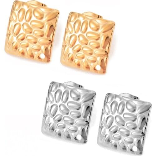 10Pcs Fashion Geometric Bump Stud Earrings Square Ear Base Connectors DIY For Handmade Jewelry Making Supplies Not Allergic