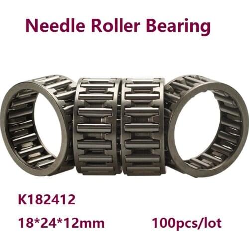 100pcs/lot K182412 K18X24X12 radial needle roller and cage assemblies 18x24x12mm needle roller bearing