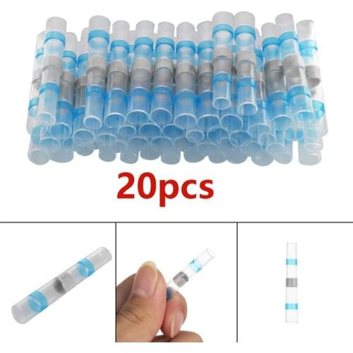 20pcs Waterproof Welding Sealed Heat Shrinkable Butt Wire Terminal Connector Kit Electrical Wire Splice Cable Crimp Terminal