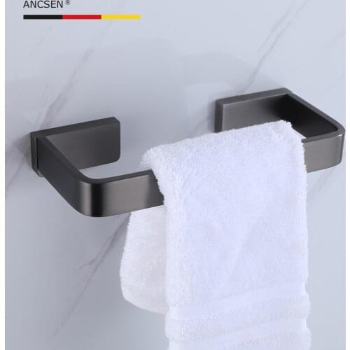 304 stainless steel Gun gray Wall Mounted For Kitchen or Bathroom towel ring hanging towel rack small face wash hand towel rack
