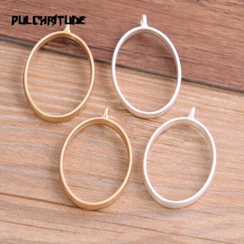 6pcs 24*39mm Two Color Polished Plated Alloy Jewelry Accessories Oval Charm Hollow Glue Blank Pendant Tray Bezel