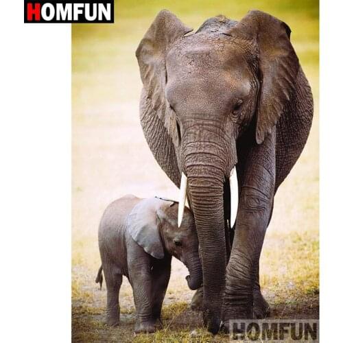 HOMFUN Full Square/Round Drill 5D DIY Diamond Painting "Animal elephant" Embroidery Cross Stitch 5D Home Decor Gift A08103