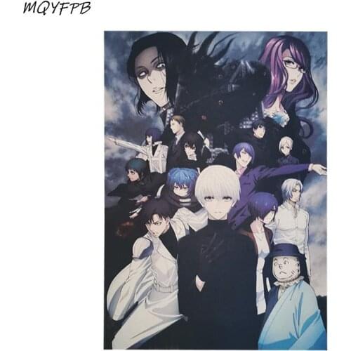 Anime Tokyo Ghoul A Collection Of Characters Kraft Paper Poster Home Decoration Painting Wall Sticker 50.5x35cm