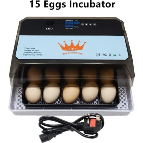 Full Automatic Incubator 15 Egg Hatcher Chicken Brooder Farm Hatchery Machine Goose Bird Quail Broode Turning Motor