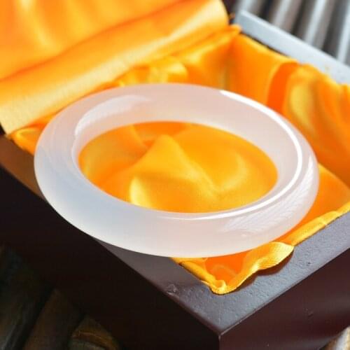 Cuff NATURE sardonyx BEAUTIFUL women sweet white charm agate Jade bangle bracelet luck 58-60MM with fine box