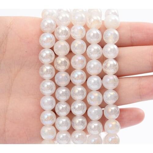 Natural Stone Beads Light Yellow White Cruse Metallic Coated Agates beads for Jewelry Making DIY Bracelet Necklace Earrings