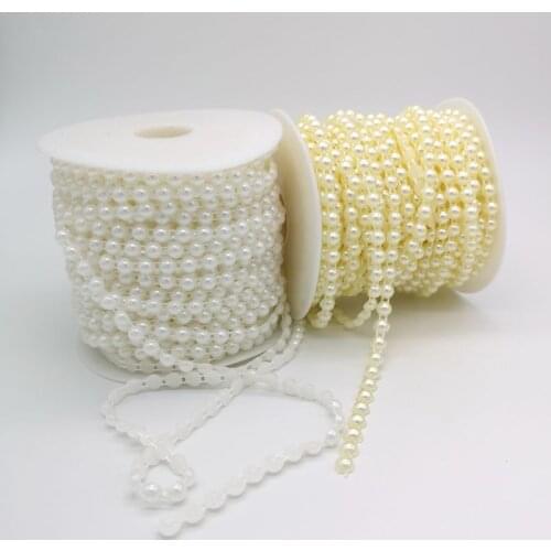 2-8 Meters 4 6 8mm A Half Pearl Beads Plastic Beige Pearl Beads Trim Flatback Pearl Bead String Chain Garment Craft supplies