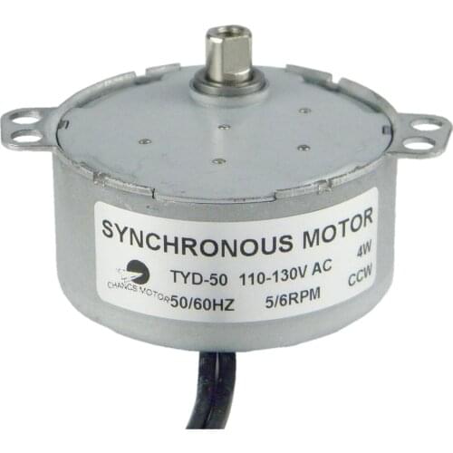 CHANCS Synchronous Gear Turntable Motor TYD-50 AC 110V 5-6RPM CCW Micro Motor Flat Shaft 5.5mm For School Project