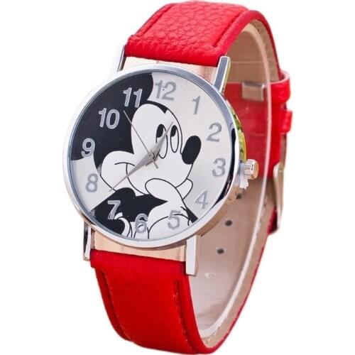 7 Colors Cute Clock cartoon quartz wristwatch children leather watch Mickey watches kids boy women girls relojes