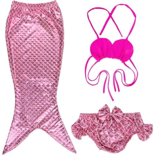 Child Mermaid Tails Swimming Halloween Christmas Party Cosplay Costumes Little Mermaid Girls Swimsuit Bikini Set Bathing Suit