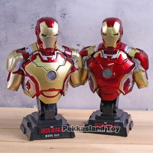 Iron Man 3 MARK XLIII MK 43 / MARK XLII MK 42 1/4 Scale Bust PVC Figure Collectible Model Toy Gift