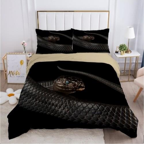 Snake bedding set Queen King Full Double Duvet cover set pillow case Bed linens Quilt cover 240x220 200x200 black