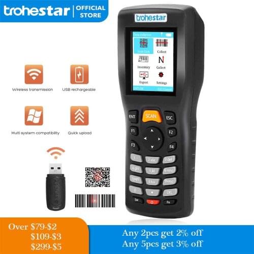 Trohestar Data Collector PDA Barcode Scanner 1D Bar Code Reader Wireless Handheld Inventory Counter Bar Code Scanners