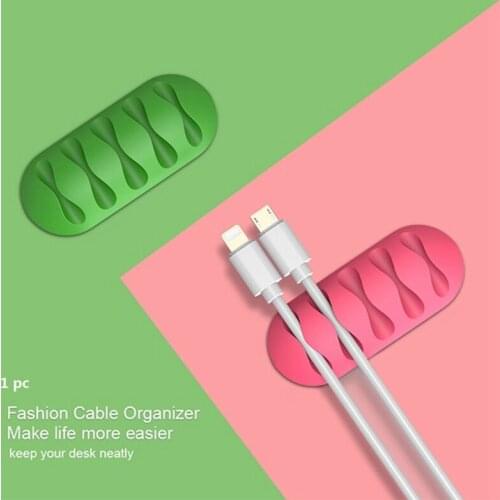 M17F Creative Strong Adhesive Five-hole Cable Clamp Multi-hole Silicone Desktop Cord Clamp Wire Organizer Fixer Multi-color