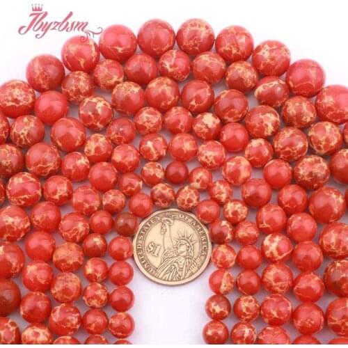 Round Smooth Orange Sea Sediment Imperial Jaspers Stone Loose Beads for DIY Accessorie Necklace Bracelet Jewelry Making15"