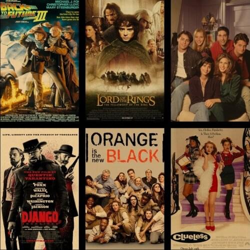 Buy three to send one Twilight/Django Unchained/007 Classic film and TV series retro brown paper living room decorative painting