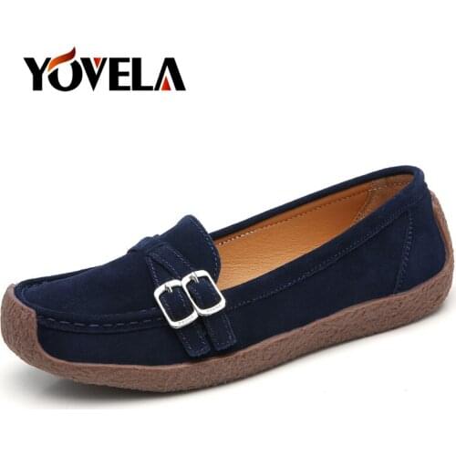 Spring Women Flats Leather Suede Slip on Loafers Shoes Fashion Ladies Ballet Flats Shoes Slip on Female Boat Soft Oxford Shoes